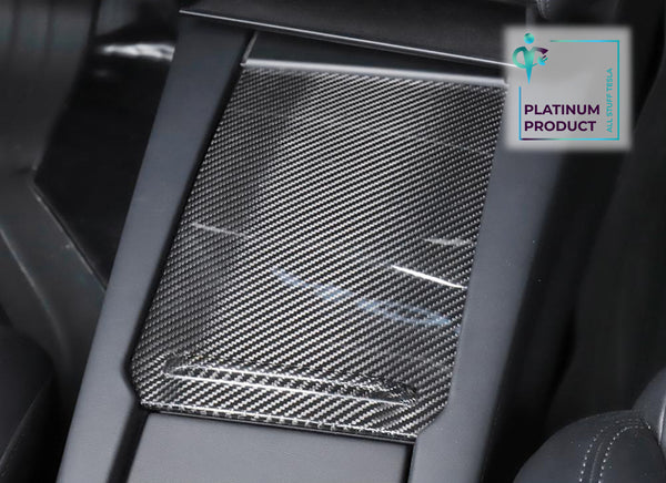 Bright Carbon Real Carbon Fiber Sliding Center Console Decorative Trim For Model X and Model S
