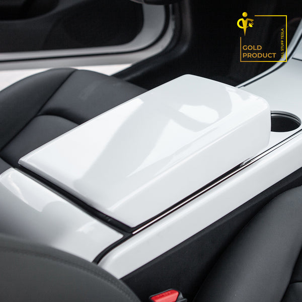 White ABS Armrest Box Protective Cover For Model 3 and Model Y