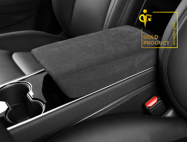 Suede Leather Armrest Box Protective Cover For Model 3 and Model Y