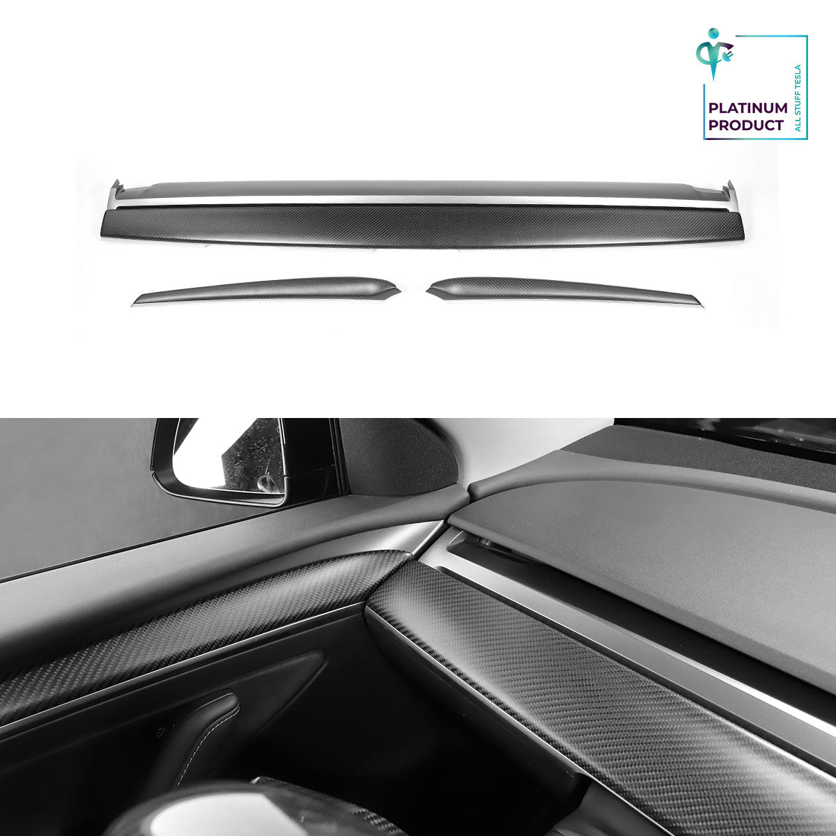 Matte Carbon Real Carbon Fiber Dashboard Decorative Replacament Panel Trim For Model 3 and Model Y