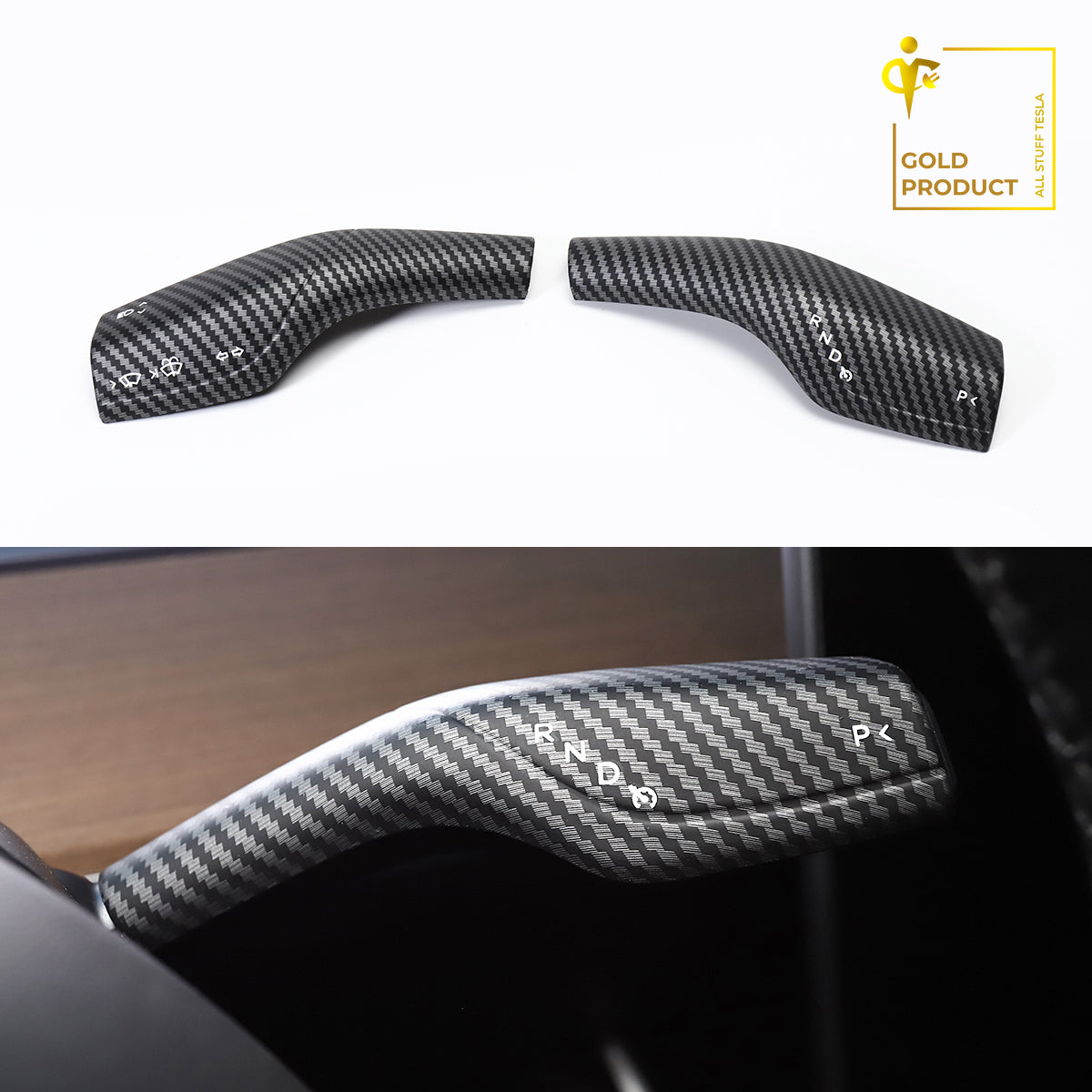 Matte Carbon Fiber Pattern ABS Turn Signal Lever Cover For Model 3 and Model Y