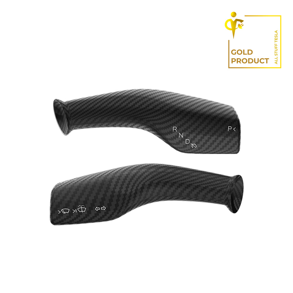 Matte Carbon Fiber Pattern ABS Turn Signal Lever Full Cover For Model 3 and Model Y