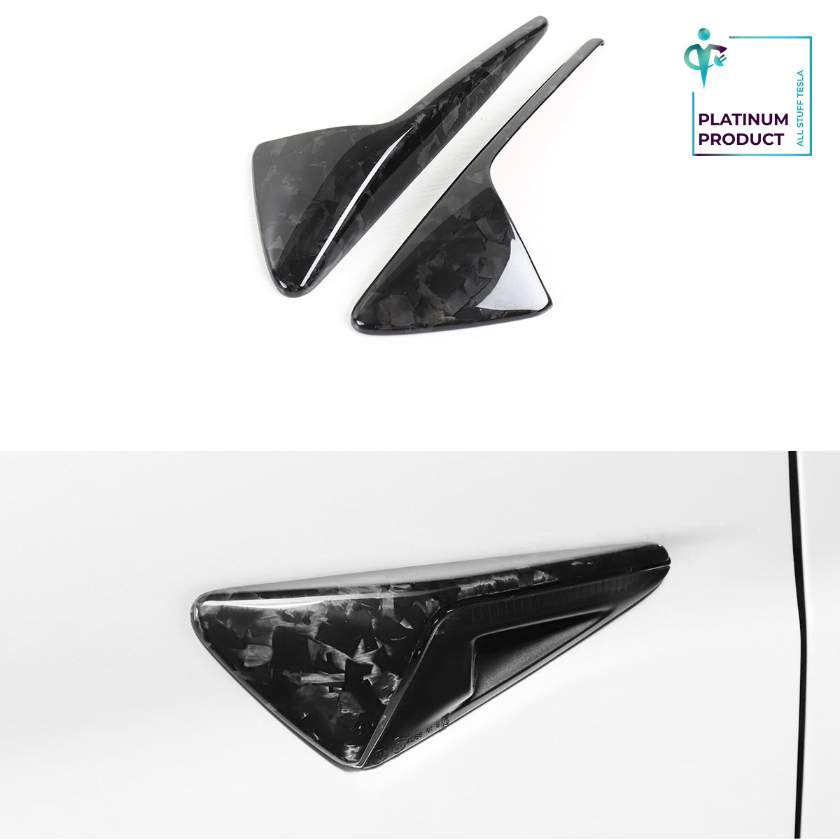 Bright Forging Pattern Real Carbon Fiber Side Camera Turn Signal Cover For All Tesla Models