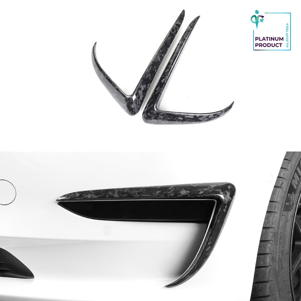 Bright Forging Pattern Real Carbon Fiber Front Fog Lamp Trim Strip For Model 3 and Model Y