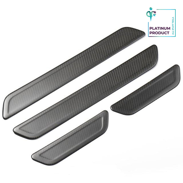 Matte Carbon Real Carbon Fiber Front and Rear Door Sill Strip Trim For Model 3