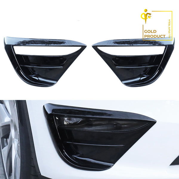 Black ABS Front Fog Lamp Spoiler For Model Y