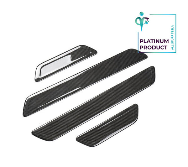 Bright Carbon Real Carbon Fiber Front and Rear Door Sill Strip Trim For Model 3