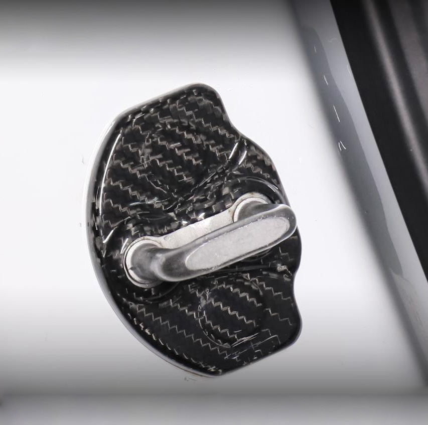 Bright Carbon Real Carbon Fiber Door Lock Protective Cover For Model 3 and Model Y