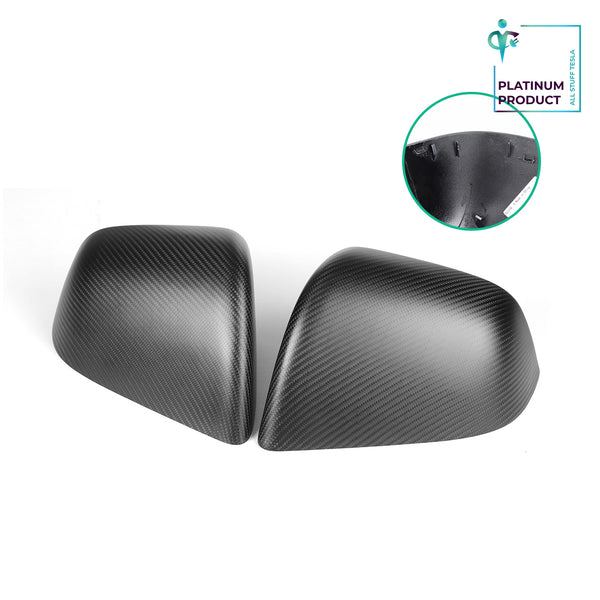 Matte Carbon Real Carbon Fiber Side Mirror Decorative Cover Replacement For Model Y