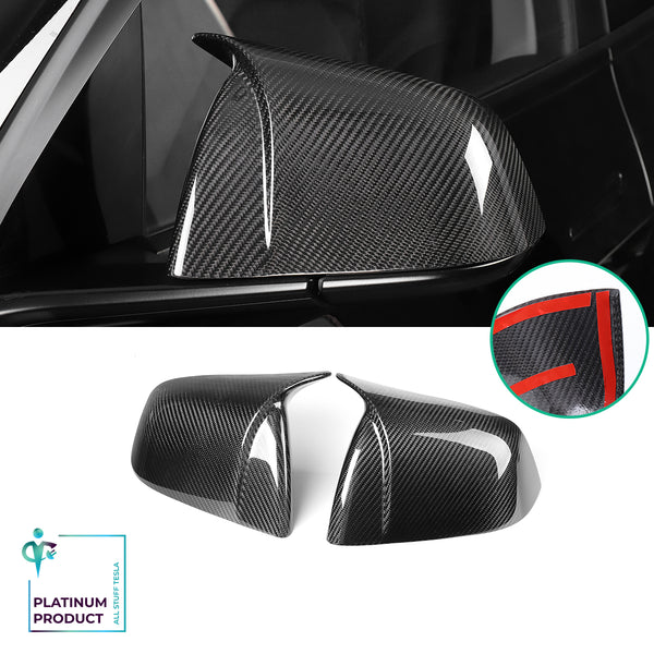 Bright Carbon Real Carbon Fiber Side Mirror Decorative Horn Cover For Model Y