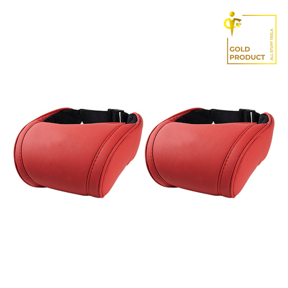 Red Headrest Neck Pillow Set For All Tesla Models