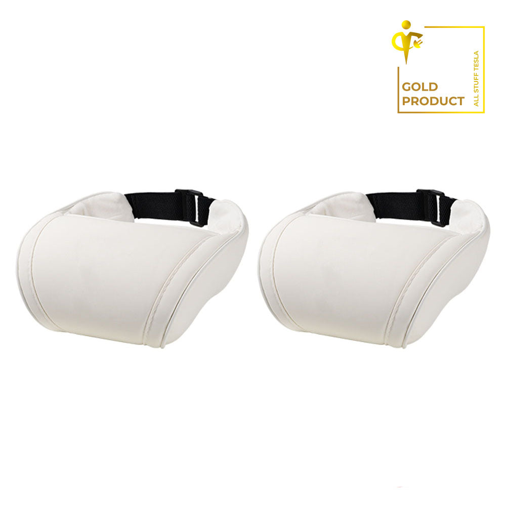 White Headrest Neck Pillow Set For All Tesla Models
