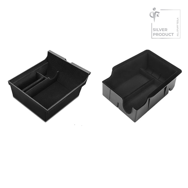 Flocking Central Storage Box and Rear Central Storage Box Organizer Set For Model 3 and Model Y