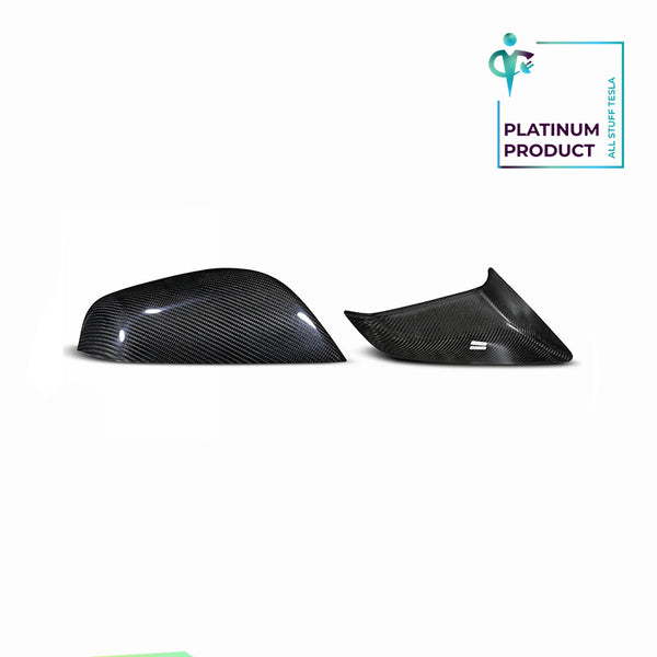 Bright Carbon Real Carbon Fiber Side Mirror Decorative Cover For Model S
