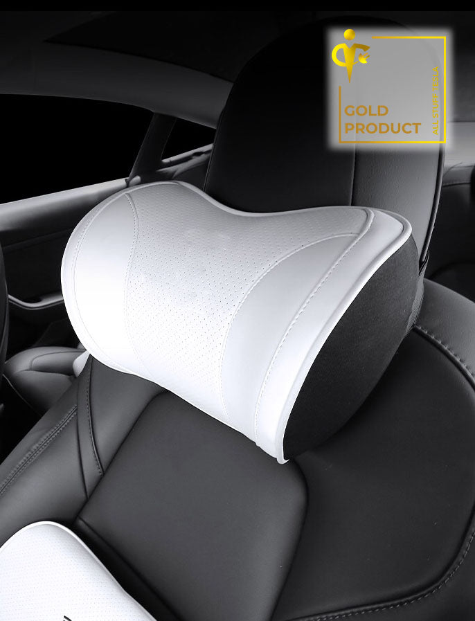 White Leather Neck Support Pillow For All Tesla Models