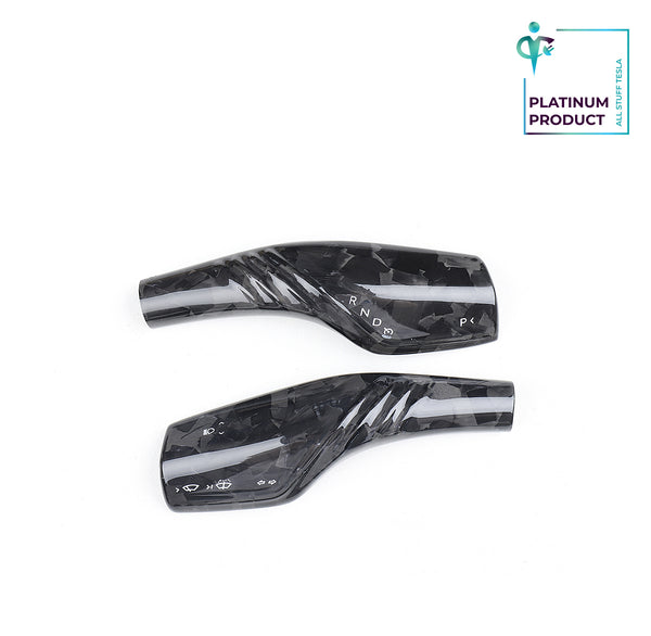 Bright Forging Pattern Real Carbon Fiber Turn Signal Lever Cover For Model 3 and Model Y