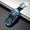 Blue Aluminum Alloy Protective Car Key Cover With Hook For Model 3