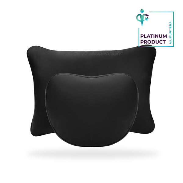 Black Nappa Leather Waist Rest and Headrest Neck Pillow Set For All Tesla Models