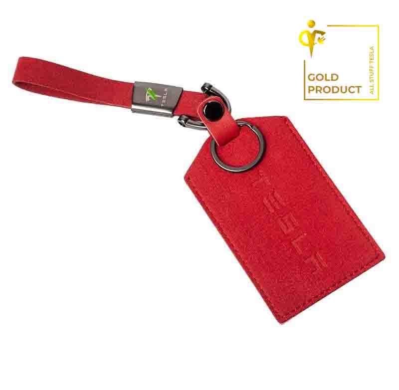 Red Leather Protective Car Card Key Cover For All Tesla Models