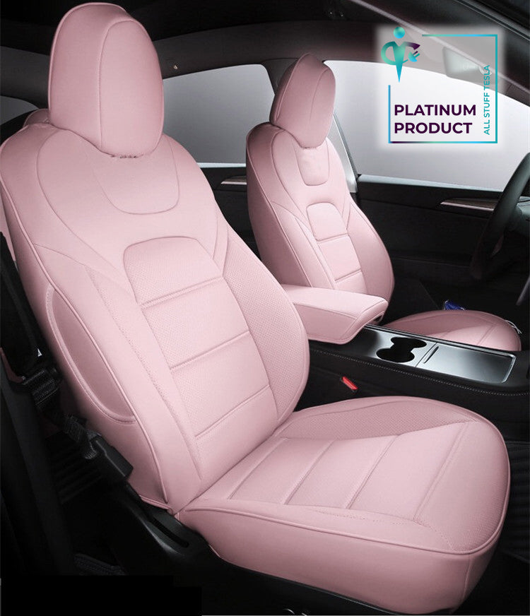 Pink Nappa Leather Full Surround Seat Cover For Model Y