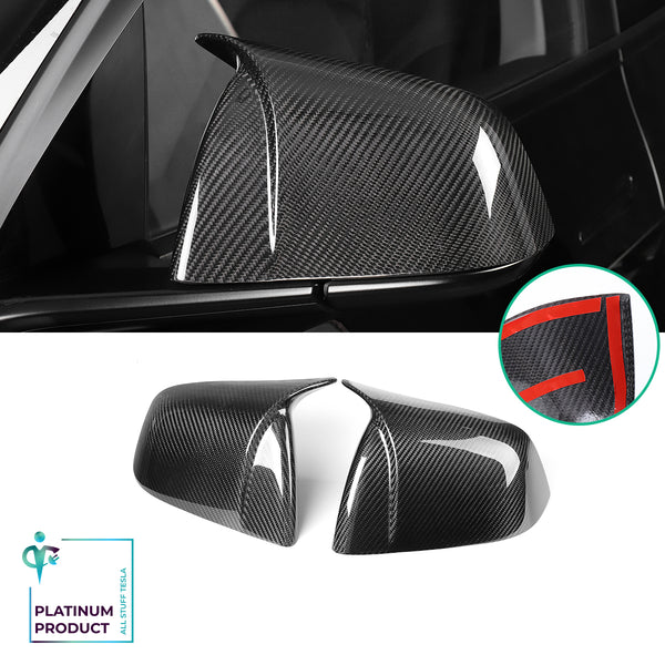 Bright Carbon Real Carbon Fiber Side Mirror Decorative Horn Cover For Model 3