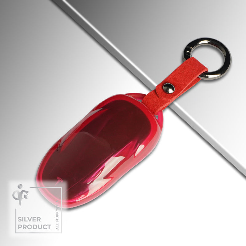 Transparent Red ABS Protective Car Key Cover For Model 3