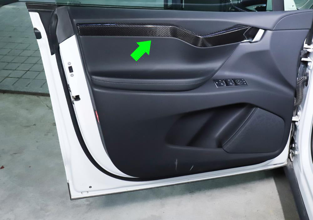 Bright Carbon Real Carbon Fiber Front and Rear Door Decorative Trim Panels For Model X