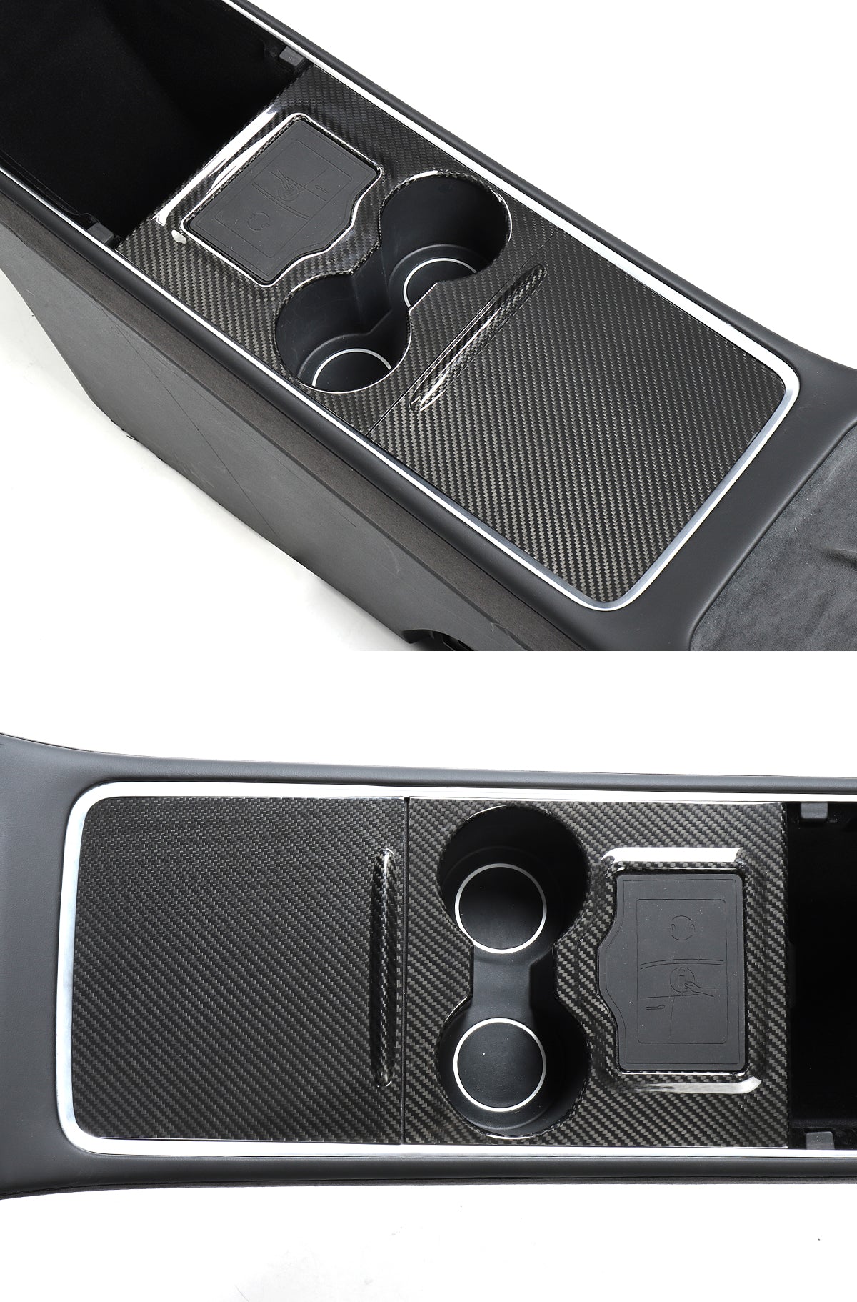Bright Carbon Real Carbon Fiber Center Console Decorative Panel For Model 3 and Model Y