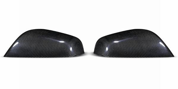 Bright Carbon Real Carbon Fiber Side Mirror Decorative Cover Replacement For Model S
