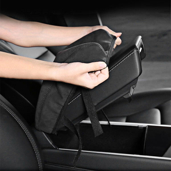 Suede Leather Armrest Box Protective Cover For Model 3 and Model Y