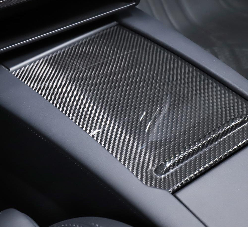 Bright Carbon Real Carbon Fiber Sliding Center Console Decorative Trim For Model X and Model S