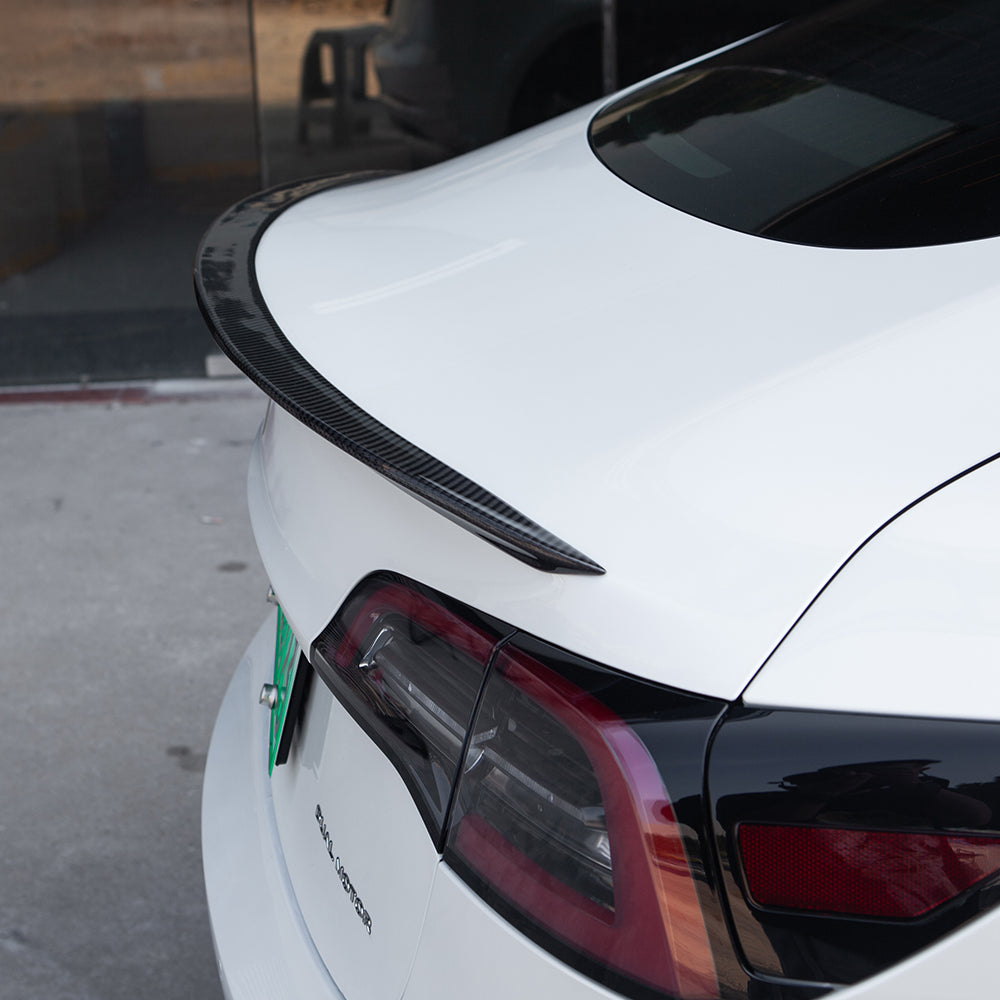 Bright Carbon Real Carbon Fiber Rear Trunk Wing Spoiler For Model Y