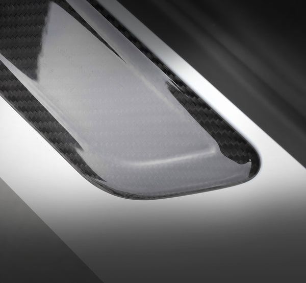 Bright Forging Pattern Real Carbon Fiber Front and Rear Door Sill Strip Trim For Model 3