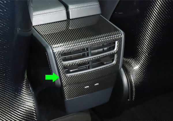 Bright Carbon Real Carbon Fiber Rear Console Air Outlet Vent Decorative Trim For Model X and Model S