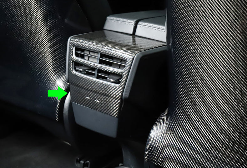 Bright Carbon Real Carbon Fiber Rear Console Air Outlet Vent Decorative Trim For Model X and Model S
