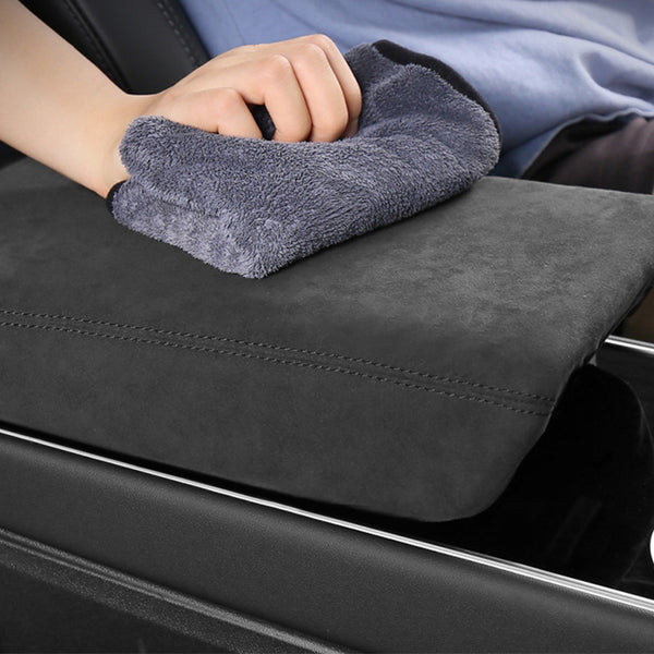 White Leather Armrest Box Protective Cover For Model 3 and Model Y