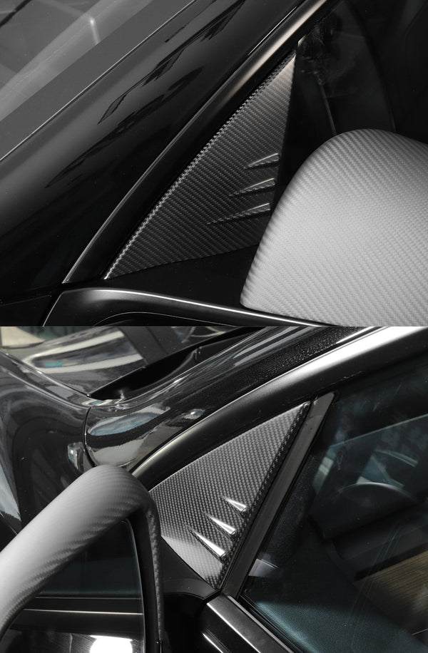 Matte Carbon Real Carbon Fiber A-pillar Window Decorative Cover For Model Y