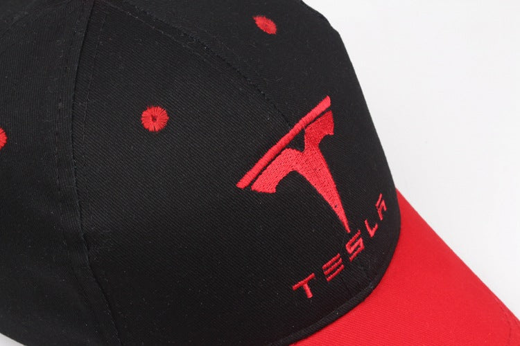 Black/Red Tesla Red Logo Baseball Hat