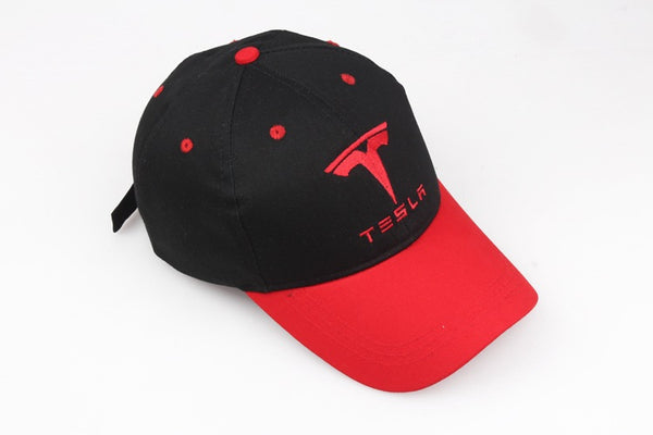 Black/Red Tesla Red Logo Baseball Hat