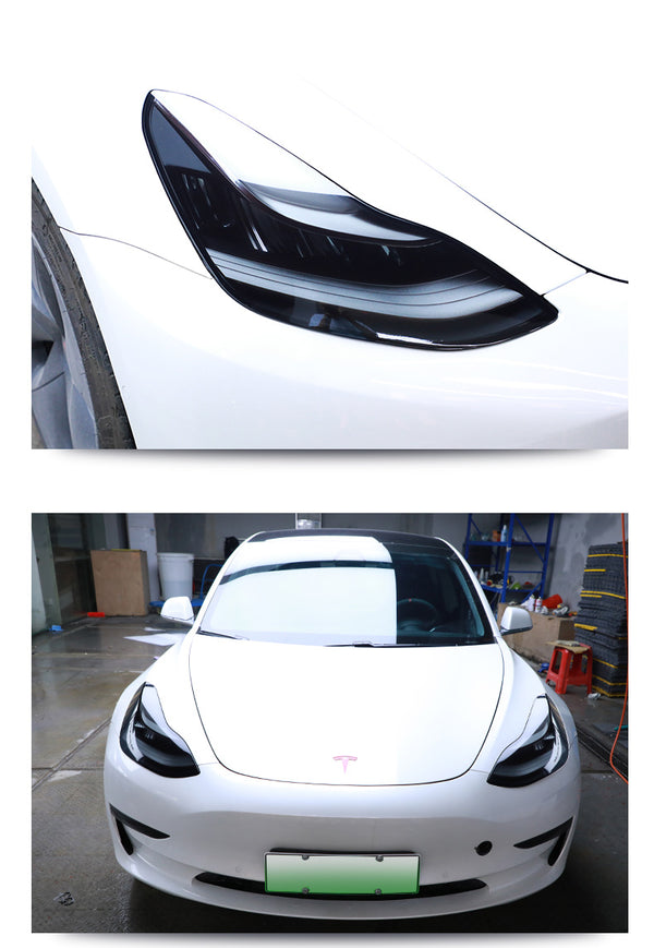 Dark Front Headlamp Protective Film for Model and & Model Y 2021-2023