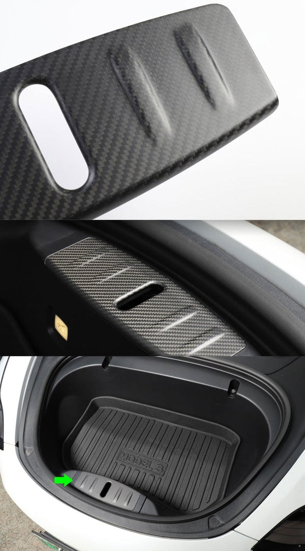 Matte Carbon Real Carbon Fiber Front Trunk Lock Protective Cover For Model 3