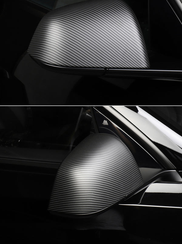 Matte Carbon Fiber Pattern ABS Side Mirror Decorative Cover For Model Y