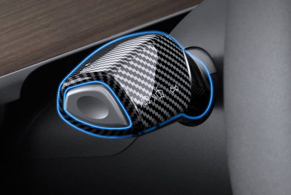 Carbon Fiber Pattern ABS Turn Signal Lever Full Cover For Model 3 and Model Y