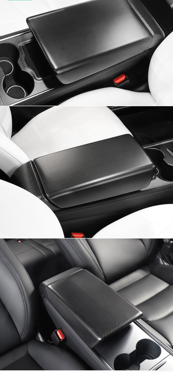 Matte Carbon Real Carbon Fiber Armrest Box Protective Cover For Model 3 and Model Y