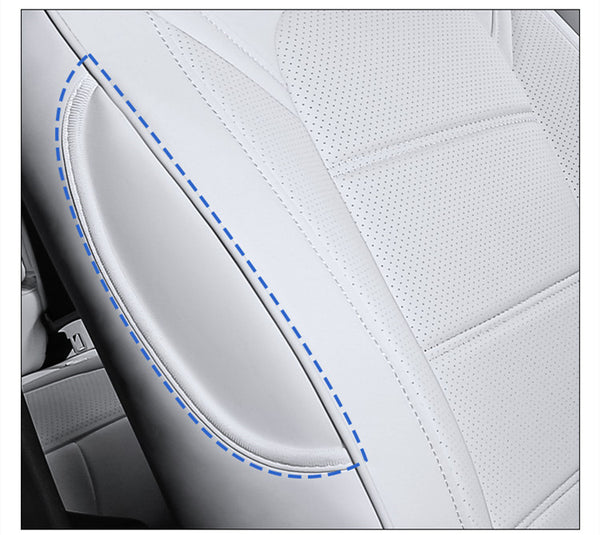 White Nappa Leather Half Surround Seat Cover For Model Y