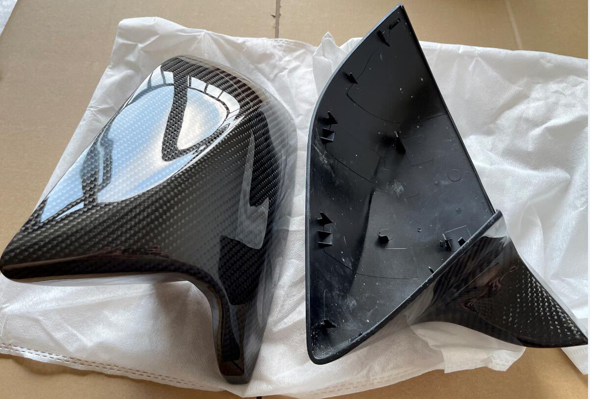 Bright Carbon Real Carbon Fiber Side Mirror Decorative Horn Cover Replacement For Model 3