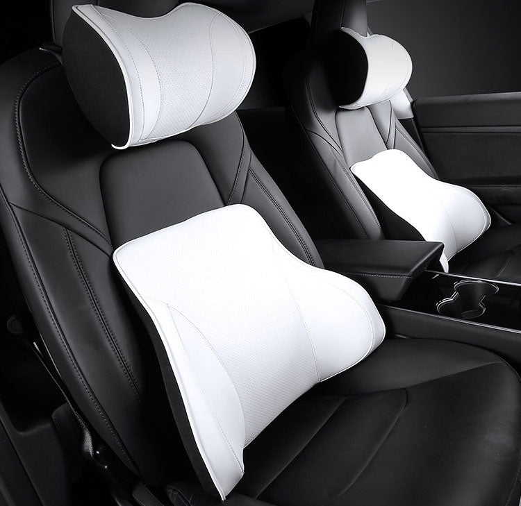 White Leather Neck Support Pillow For All Tesla Models