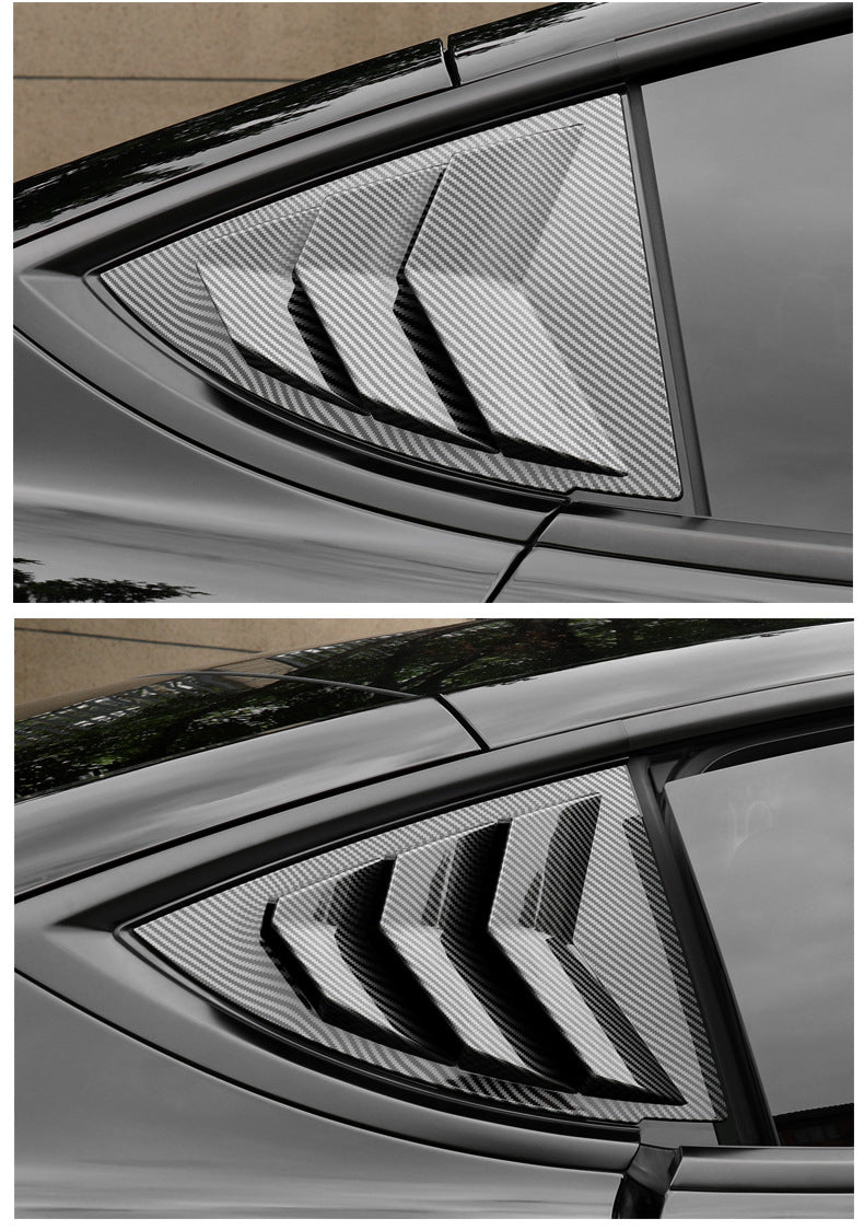 Bright Carbon Fiber Pattern ABS Sport Rear Side Window Louver Cover for Model Y 2019-2022
