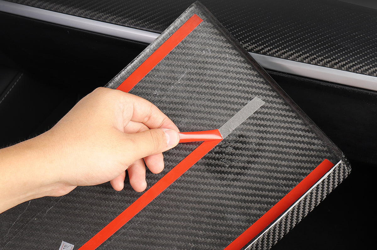 Bright Carbon Real Carbon Fiber Glove Box Protective Cover Trim For Model 3 and Model Y