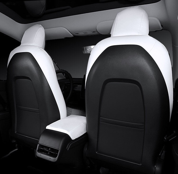 White Nappa Leather Half Surround Seat Cover For Model Y